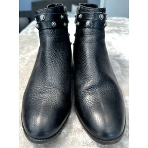 Halogen Black Leather Studded Strap Detail Side Zip Biker Ankle Boots Size 9